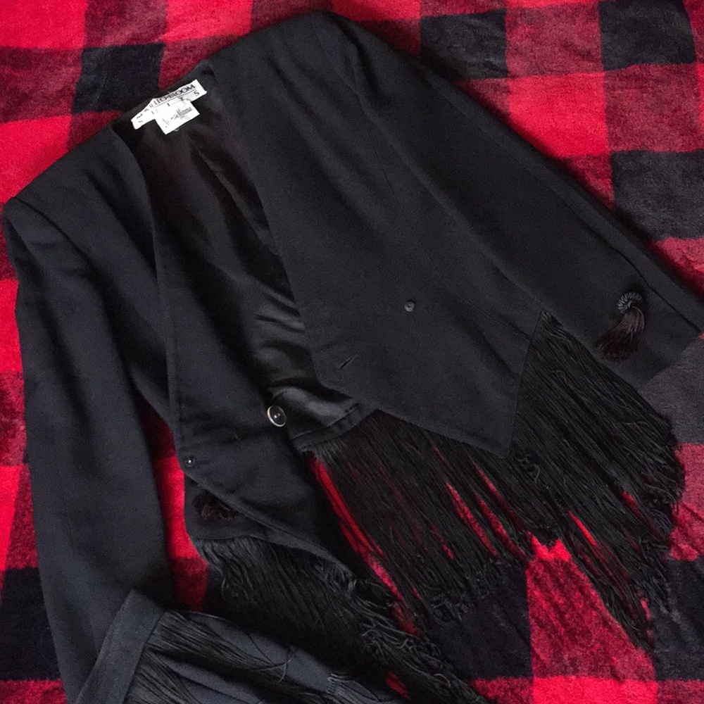 Vintage, classy and sexy fringe black suit